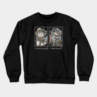 Steampunk Devil and Angel Ferrets - 'A little bit good, A little bit bad' - White Outline Crewneck Sweatshirt